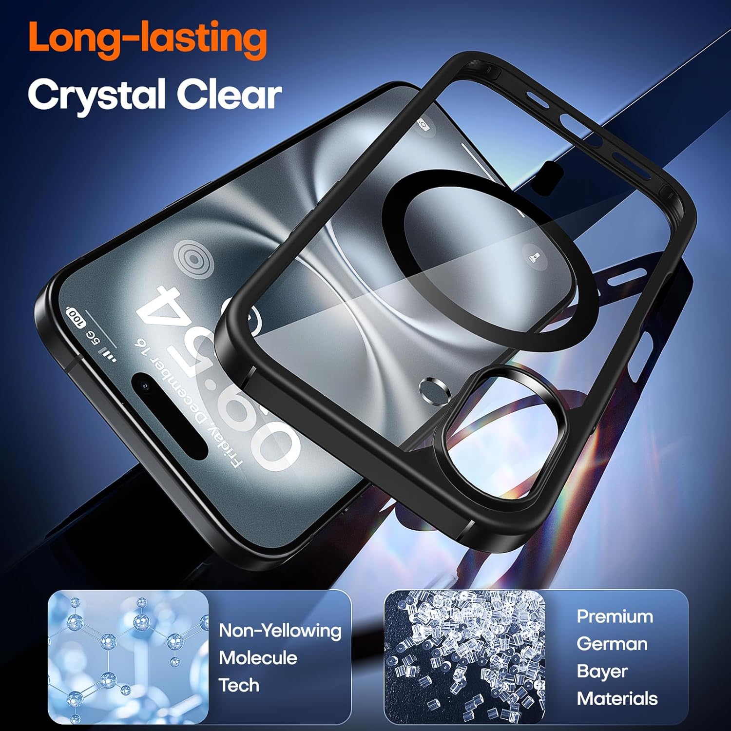 MagSafe iPhone 16 Plus Case (6.7″) – Clear Shockproof Cover with Screen Protector