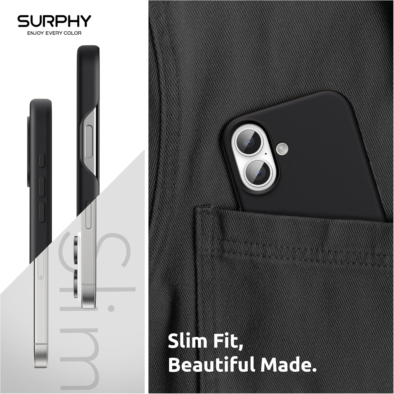 Leather iPhone 16 Plus Case (6.7″, 2024) – MagSafe Compatible with Metallic Buttons & Microfiber Lining”