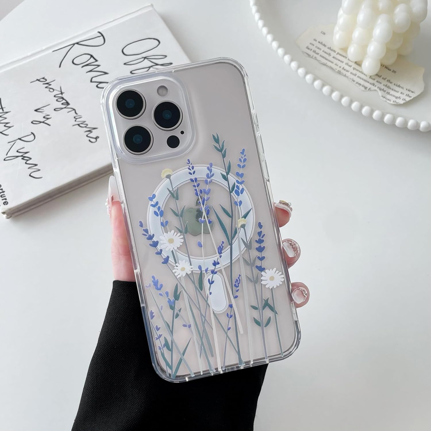 iPhone 16 Pro MagSafe Case – Big White Flower, Cute Floral Protective Cover